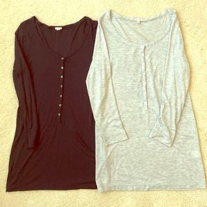 JCrew 3/4 sleeve henleys bundle gray and black XS